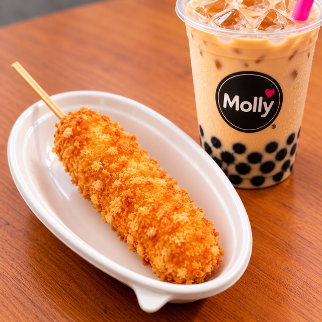Mozz, Cheddar Corndog.
