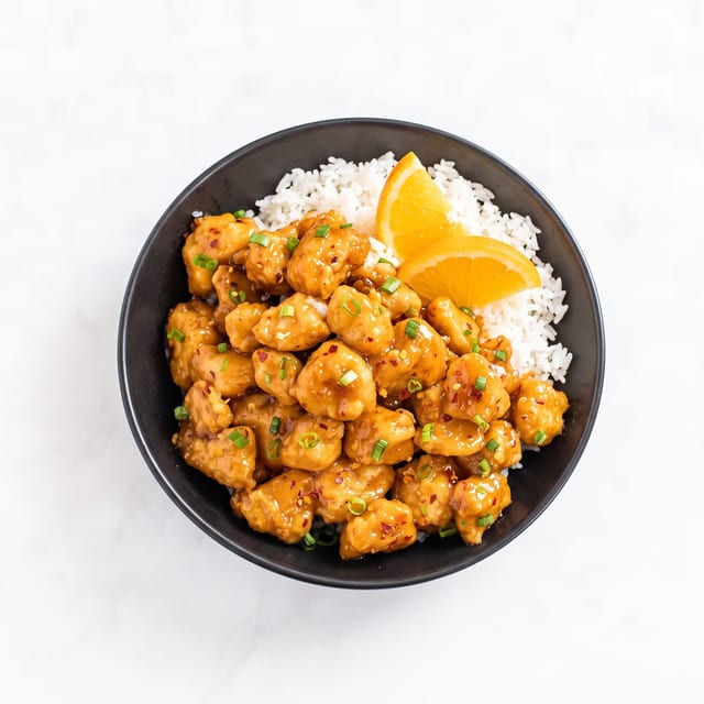 Rice Dish Orange Chicken.