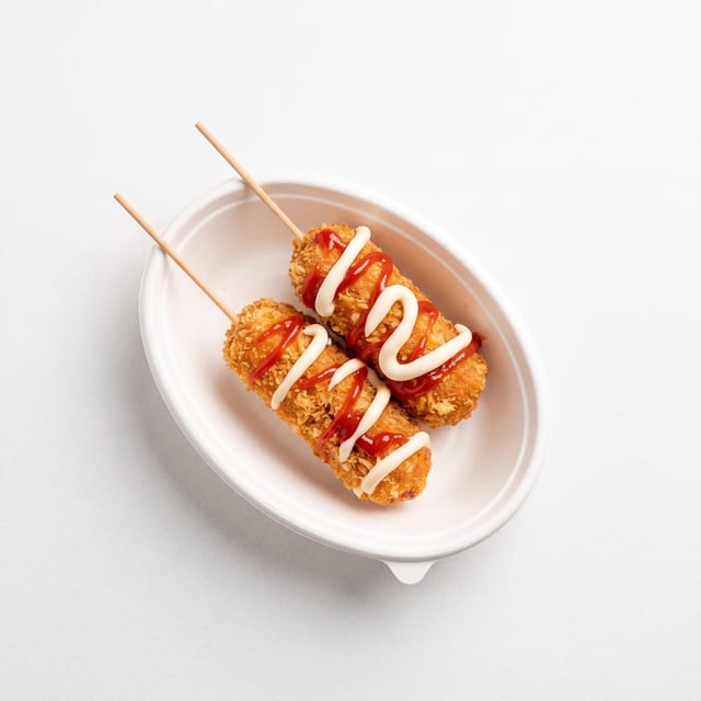 Mozz, Cheddar Corndog.