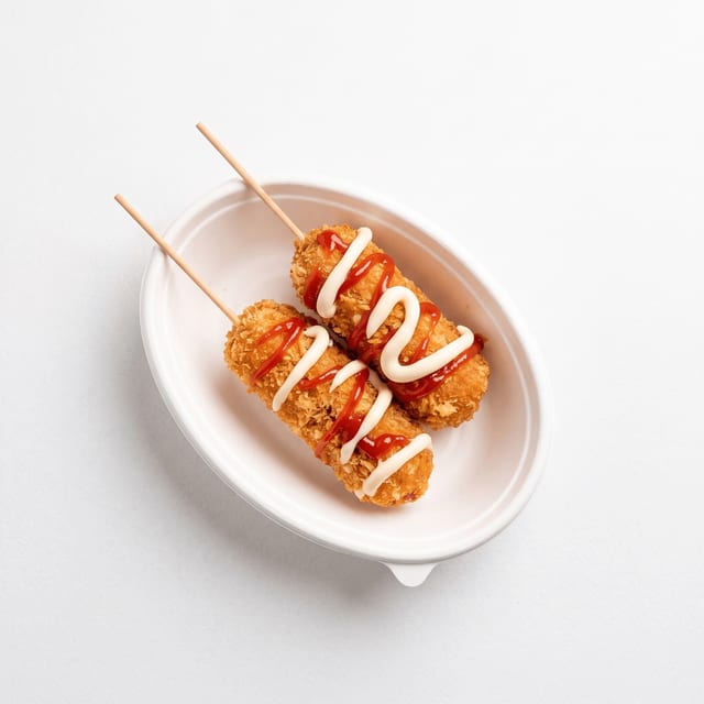 Mozz, Cheddar Corndog.