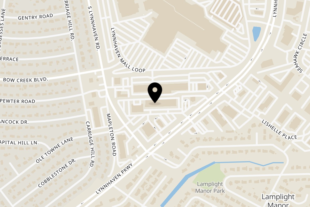 Map showing the location of Molly Ramen Lynnhaven on 869 Lynnhaven Pkwy #109 in Virginia Beach